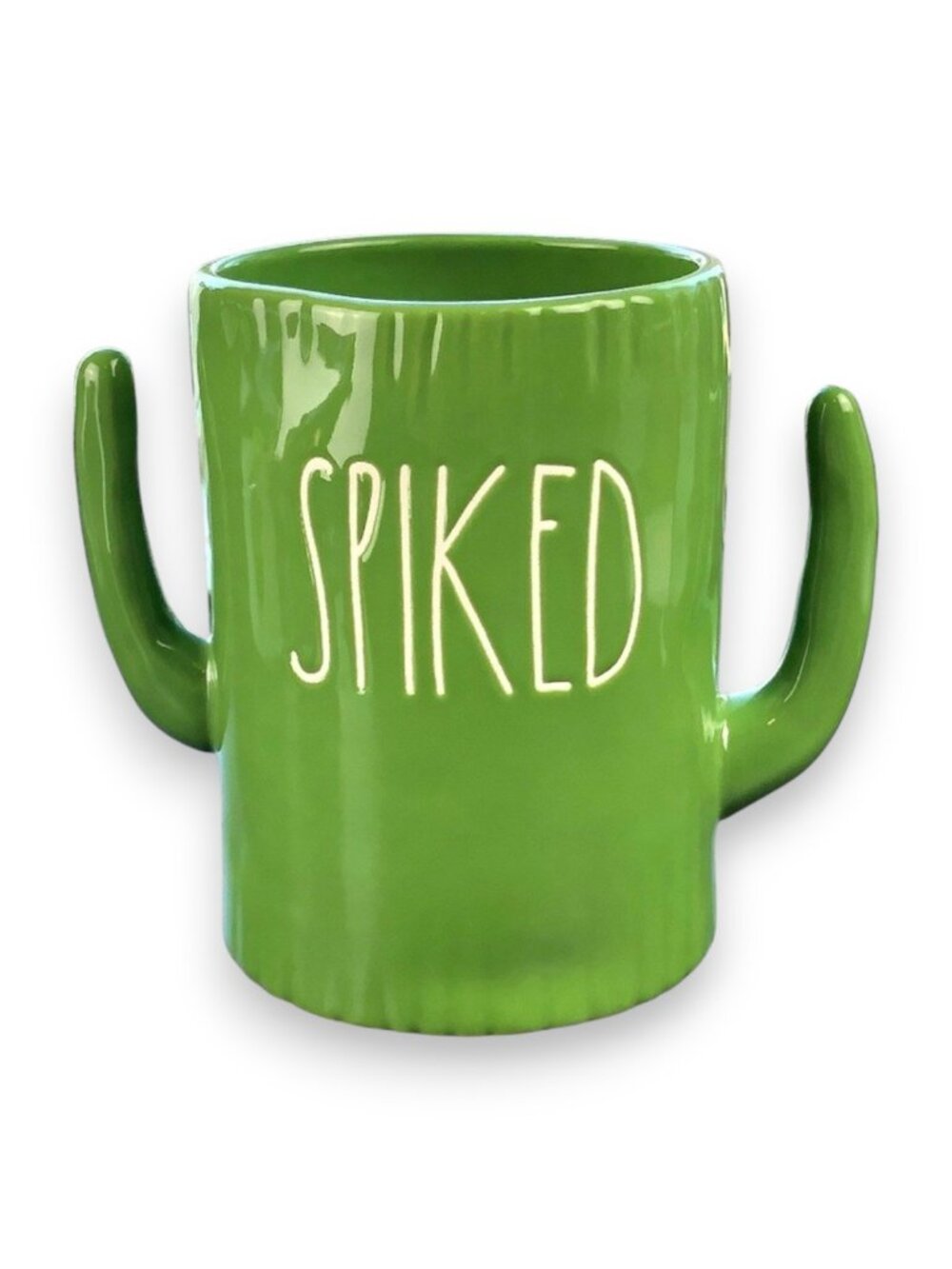 Rae Dunn Spiked Cactus Shaped Green Handmade 16oz Ceramic Mug
